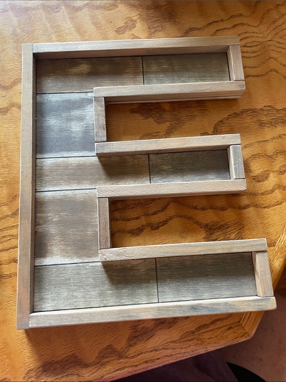 Hobby Lobby Wooden Letter E Wall Display Shelf - Gray Brown Finish